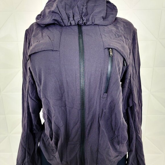 Lululemon Women's Houndstooth Swift Black Full-Zip Windbreaker Relay Jacket Sz M - Picture 3 of 8